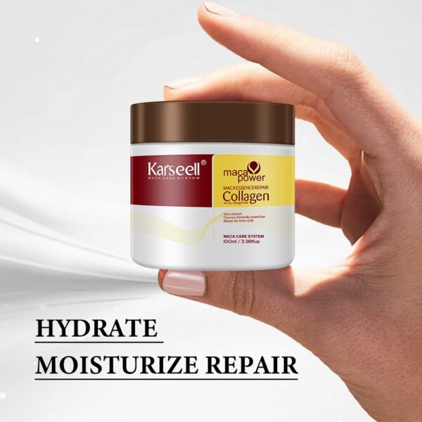 Karseell 3.38floz 100ml Collagen Hair Treatment Deep Repair Conditioning Argan Oil Collagen Hair Mask Essence for Dry Damaged Hair All Hair Types - Image 4