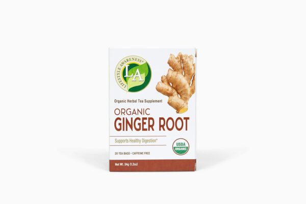 Lifestyle Awareness Organic Ginger Root Tea, Caffeine Free, 20 Count (Pack of 6), Packaging May Vary - Image 2