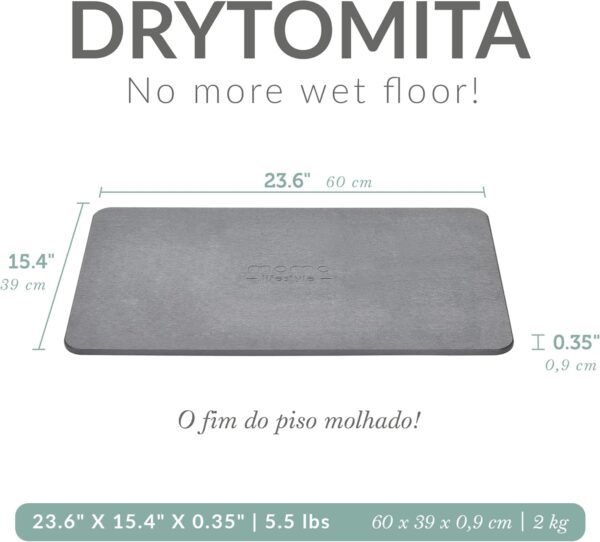 Momo Lifestyle Stone Bath Mat Drytomita – Quick Drying Diatomaceous Earth, Ultra Absorbent 23.6" X 15.4" Graphite Gray - Image 4
