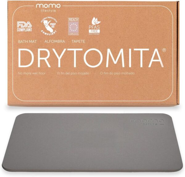 Momo Lifestyle Stone Bath Mat Drytomita – Quick Drying Diatomaceous Earth, Ultra Absorbent 23.6" X 15.4" Graphite Gray - Image 2