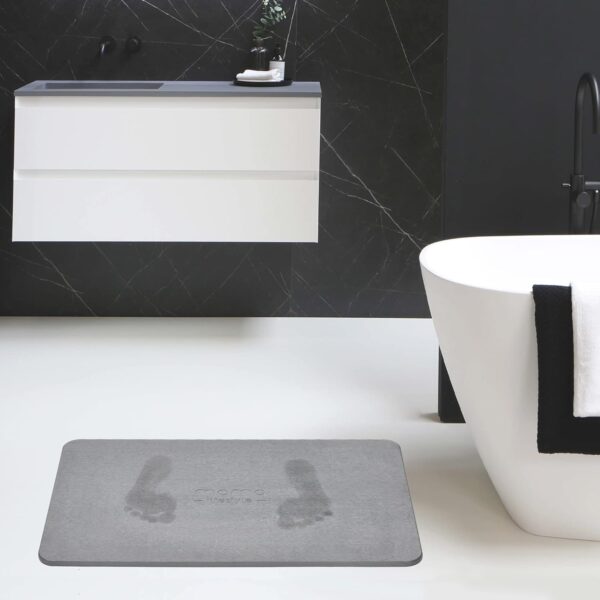 Momo Lifestyle Stone Bath Mat Drytomita – Quick Drying Diatomaceous Earth, Ultra Absorbent 23.6" X 15.4" Graphite Gray - Image 3