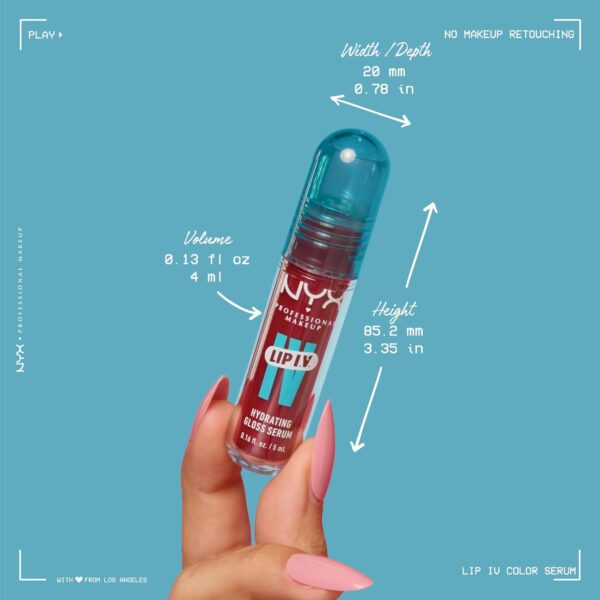 NYX PROFESSIONAL MAKEUP Lip IV Hydrating Glossy Lip Stain with 12HR Hydration - Bubblegum Burst (Pink) - Image 12