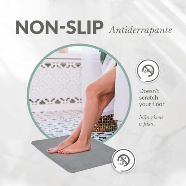Momo Lifestyle Stone Bath Mat Drytomita – Quick Drying Diatomaceous Earth, Ultra Absorbent 23.6" X 15.4" Graphite Gray - Image 8
