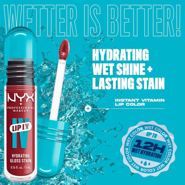 NYX PROFESSIONAL MAKEUP Lip IV Hydrating Glossy Lip Stain with 12HR Hydration - Bubblegum Burst (Pink) - Image 5
