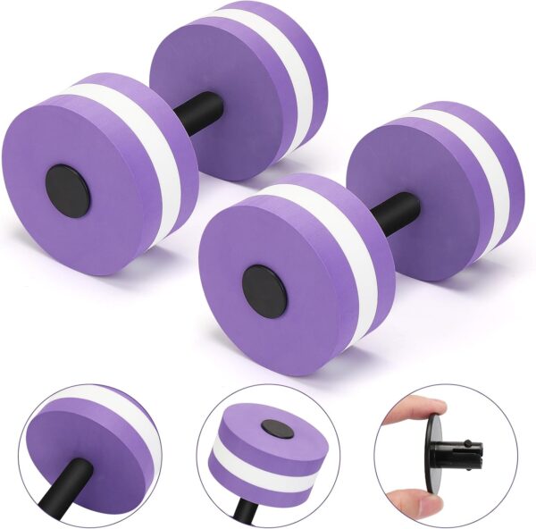Carperipher Water Aerobics Set for Aquatic Exercise, Pool Fitness Equipment Foam Water Dumbbell Set, Aquatic Dumbbells and 5-Layer Training Leg Float, Water Workout Fitness Tool（Purple） - Image 3