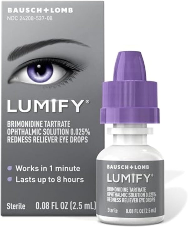 LUMIFY Redness Reliever Eye Drops, For Whiter & Brighter Looking Eyes, 0.08 Fl Oz (2.5 mL) - Image 2