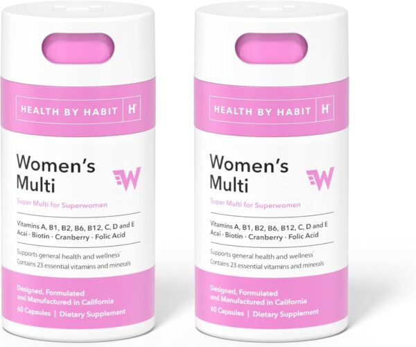 Health by Habit Womens Multi Supplement 2 Pack (120 Capsules) - 23 Essential Vitamins and Minerals, Supports General Health & Wellness, Non-GMO, Sugar Free (2 Pack) - Image 2