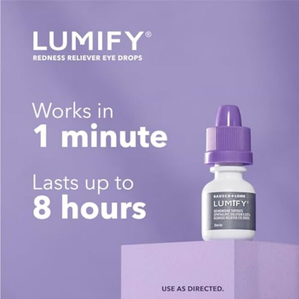 LUMIFY Redness Reliever Eye Drops, For Whiter & Brighter Looking Eyes, 0.08 Fl Oz (2.5 mL) - Image 5