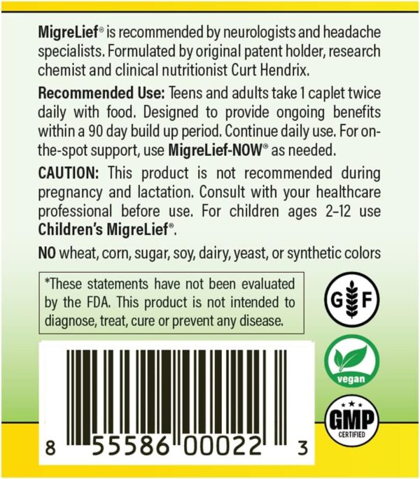 MigreLief Original Triple Therapy with Puracol - Nutritional Support for Migraine Sufferers - 60 Caplets/1 Month Supply - Image 5