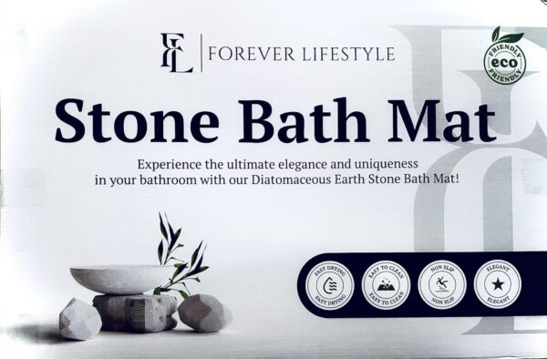 Diatomaceous Earth Bath Mat for Bathroom, 24 x 15 Inch Ultra Absorbent Bath Mat,Fast Dry Stone Drying Mat, Non Slip Modern and Stylish Design (Light Grey-Subtle) - Image 2