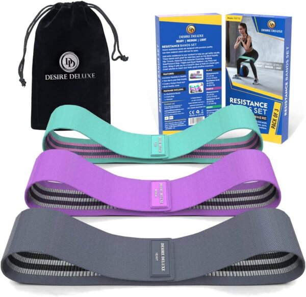 Desire Deluxe Resistance Band Exercise Workout Equipment Bands Set for Working Out Physical Therapy - Men & Women Elastic Stretch Booty Gym Equipment Accessories - Home, Fitness, Pilates, Yoga Pack 3 - Image 2