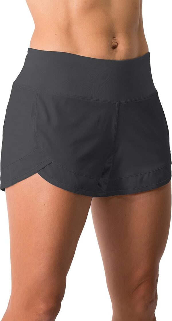 Tough Mode Womens 3" Lightweight Running WOD Volleyball Shorts Workout Mesh Liner Zip Pocket - Image 2