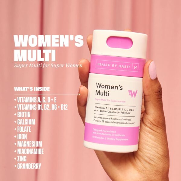 Health by Habit Womens Multi Supplement 2 Pack (120 Capsules) - 23 Essential Vitamins and Minerals, Supports General Health & Wellness, Non-GMO, Sugar Free (2 Pack) - Image 4