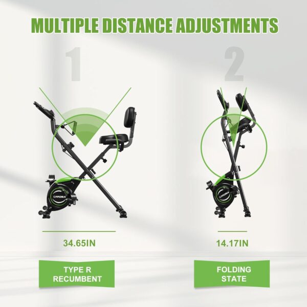 Caromix Folding Exercise Bike, 4 in 1 Stationary Magnetic Cycling Bicycle Upright Indoor Cycling Bike for Home Workout 330LB Capacity - Image 8