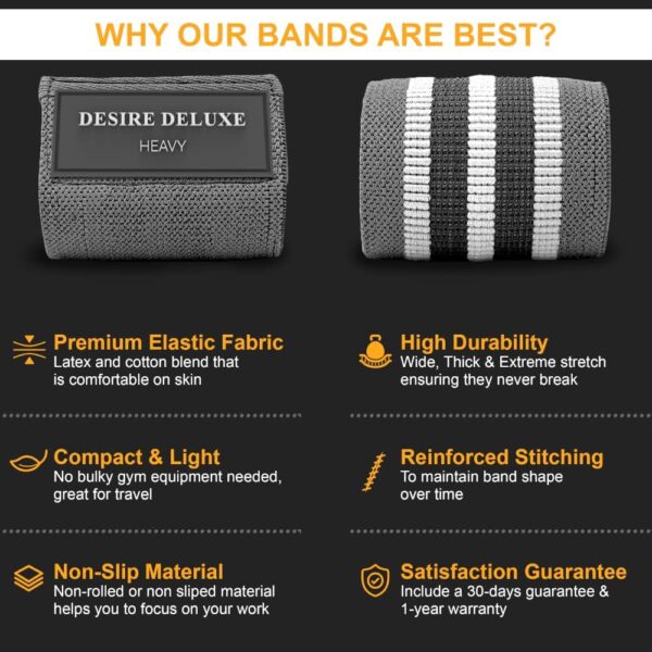 Desire Deluxe Resistance Band Exercise Workout Equipment Bands Set for Working Out Physical Therapy - Men & Women Elastic Stretch Booty Gym Equipment Accessories - Home, Fitness, Pilates, Yoga Pack 3 - Image 8