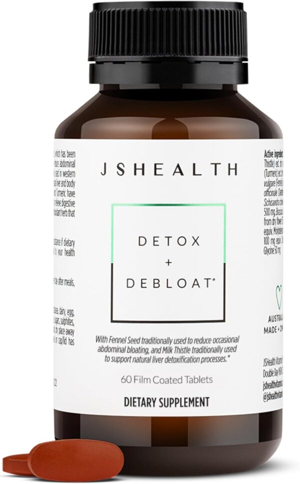JSHealth Vitamins Detox and Debloat Liver Health Formula | Liver Detox Pills | Debloating Formula with Milk Thistle, Turmeric, Fennel | Liver Cleanse Supplement (60 Tablets) - Image 2
