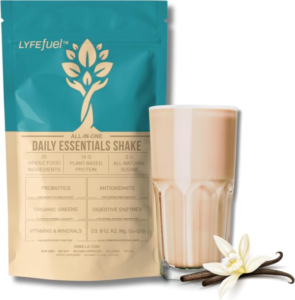 LyfeFuel Essentials Nutrition Shake - Not Your Average Meal Replacement Powder | 50+ Superfoods, Vegan Protein, Vitamins & Minerals | Low Carb Plant Based Breakfast Shake | Vanilla Flavor - Image 2