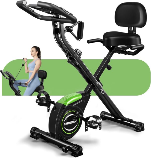 Caromix Folding Exercise Bike, 4 in 1 Stationary Magnetic Cycling Bicycle Upright Indoor Cycling Bike for Home Workout 330LB Capacity - Image 2