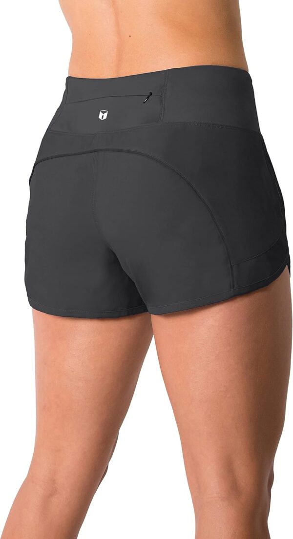 Tough Mode Womens 3" Lightweight Running WOD Volleyball Shorts Workout Mesh Liner Zip Pocket - Image 4