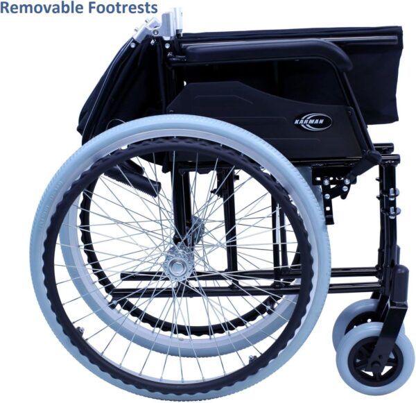 Karman Healthcare LT-980 24 lbs Ultra Light Wheelchair with Removable Footrest, Gen 2 - K Model - Image 4