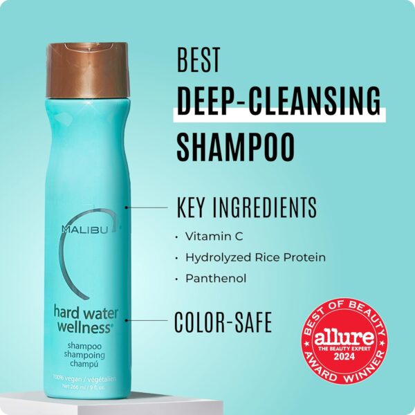 Malibu C Hard Water Wellness Shampoo - Hydrating, Sulfate-Free Hair Care for Hard Water - Removes Minerals and Buildup - Image 4