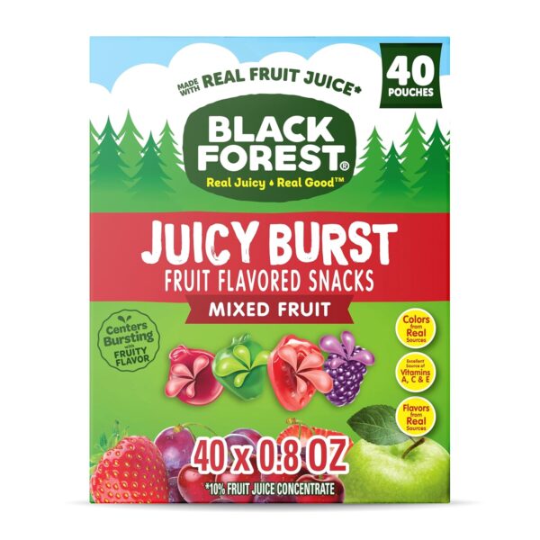 Black Forest, Juicy Burst, Fruit Flavored Snacks, Mixed Fruit Flavors, A Juicy Burst of Natural Flavors, Made with Real Fruit Juice, 0.8 oz 40 ct - Image 2