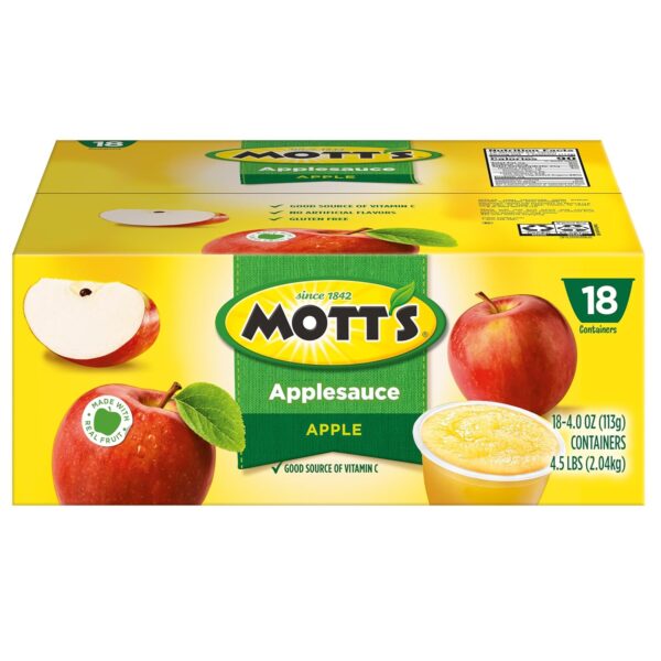 Mott's Applesauce, 4 Oz Cups, 18 Count, No Artificial Flavors, Good Source Of Vitamin C, Nutritious Option For The Whole Family - Image 7