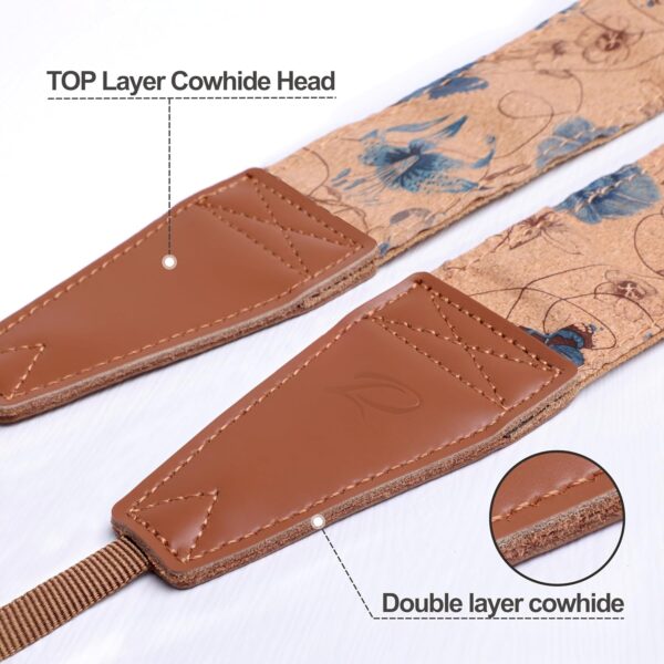 Padwa Lifestyle Cork Camera Strap - 2" Top Layer Cowhide Head Camera Straps for Photographers,Natural Log Crackle Art Print Style,Soft Chamois Velvet Padded Strap Quick Release fits All Cameras - Image 3
