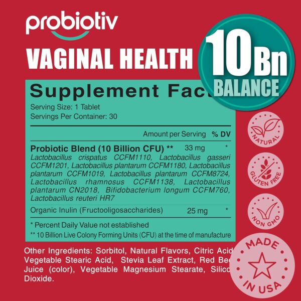Chewable Vaginal Probiotics for Women 10 Billion CFU + Organic Prebiotics, Improves Vaginal Health, Combats Vaginal Odor & Restores Vaginal pH Balance for Women, Strawberry Tablets - Image 7