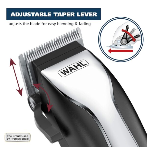 Wahl Home Haircutting Corded Clipper Kit with Adjustable Taper Lever, and 10 Color Coded Guards for Easy Clipping & Trimming - Model 79722 - Image 6