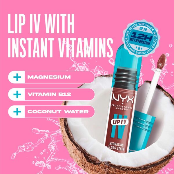 NYX PROFESSIONAL MAKEUP Lip IV Hydrating Glossy Lip Stain with 12HR Hydration - Hydra Honey (Brown) - Image 7