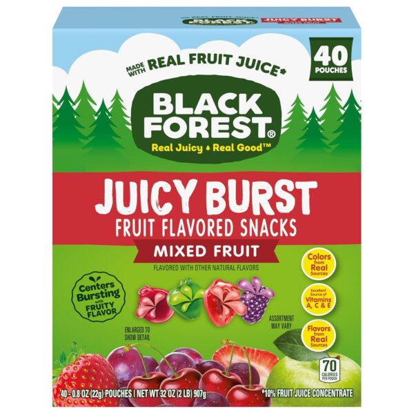 Black Forest, Juicy Burst, Fruit Flavored Snacks, Mixed Fruit Flavors, A Juicy Burst of Natural Flavors, Made with Real Fruit Juice, 0.8 oz 40 ct - Image 10