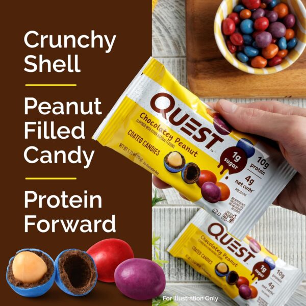 Quest Nutrition Coated Candies, Chocolatey Peanut, 1g Sugar, 10g Protein, 4g Net Carbs, Gluten Free, Keto Friendly, 12 Count - Image 4