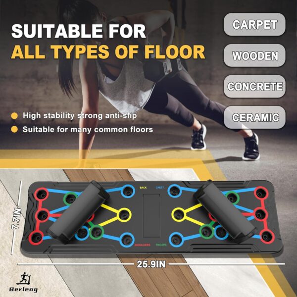 Solid Push Up Board 15 in 1 Home Workout Equipment Multi-Functional Pushup Stands System Fitness Floor Chest Muscle Exercise Professional Equipment Burn Fat Strength Training Arm Men & Women Weights - Image 4
