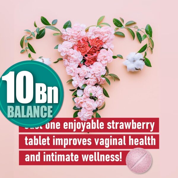 Chewable Vaginal Probiotics for Women 10 Billion CFU + Organic Prebiotics, Improves Vaginal Health, Combats Vaginal Odor & Restores Vaginal pH Balance for Women, Strawberry Tablets - Image 5