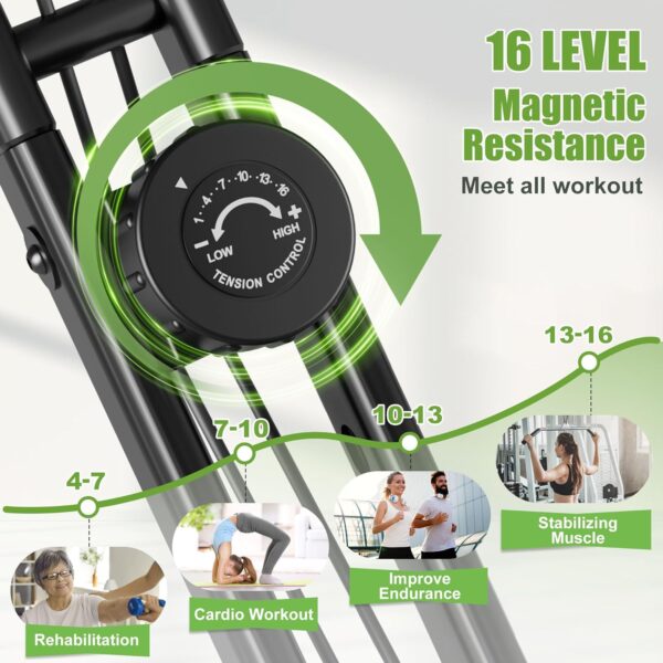 Caromix Folding Exercise Bike, 4 in 1 Stationary Magnetic Cycling Bicycle Upright Indoor Cycling Bike for Home Workout 330LB Capacity - Image 4