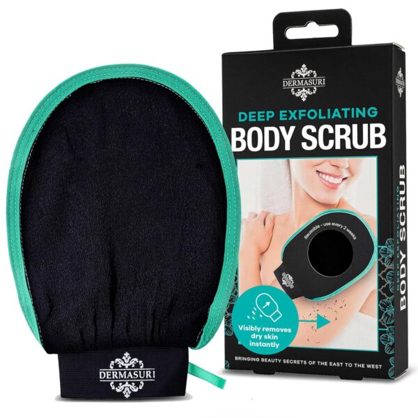 Dermasuri Deep Exfoliating Glove - Polishing Mitt Body Scrubber - Korean Skin Cleaner Exfoliator & Dead Skin Buffing Treatment - Keratosis Pilaris Scrub Remover- Shower Skincare (1 Pack) - Image 2