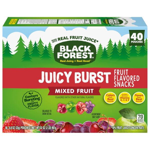 Black Forest, Juicy Burst, Fruit Flavored Snacks, Mixed Fruit Flavors, A Juicy Burst of Natural Flavors, Made with Real Fruit Juice, 0.8 oz 40 ct - Image 9
