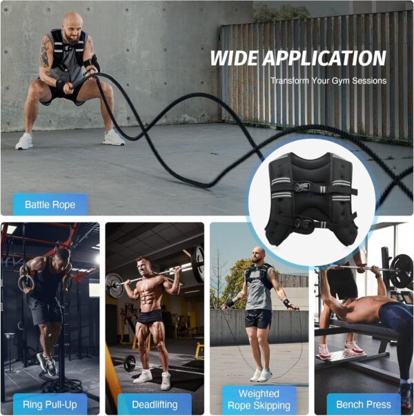ZELUS Weighted Vest, 6lb/8lb/12lb/16lb/20lb/25lb/30lb Weight Vest with Reflective Stripe for Workout, Strength Training, Running, Fitness, Muscle Building, Weight Loss, Weightlifting - Image 6