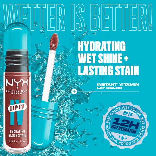 NYX PROFESSIONAL MAKEUP Lip IV Hydrating Glossy Lip Stain with 12HR Hydration - Hydra Honey (Brown) - Image 5