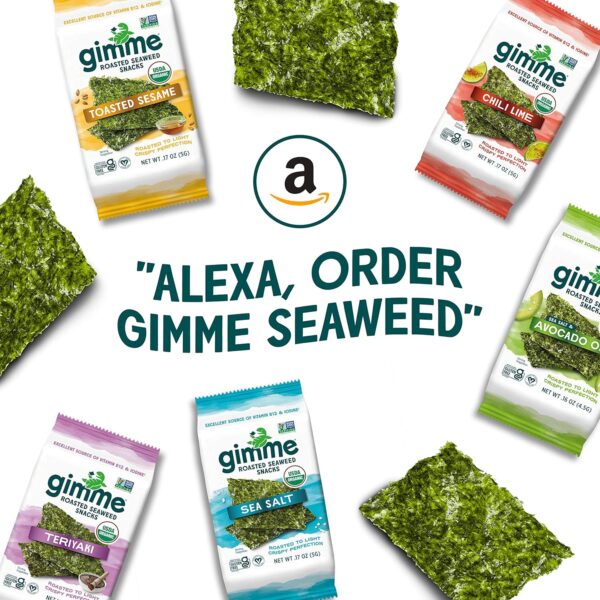 Gimme Seaweed Organic Premium Roasted Seaweed Snacks, Sea Salt & Avocado Oil, 6 Count, Keto, Vegan, Gluten-Free, Great Source of Omega3s and Iodine, Healthy On-The-Go Snack for Kids and Adults - Image 8